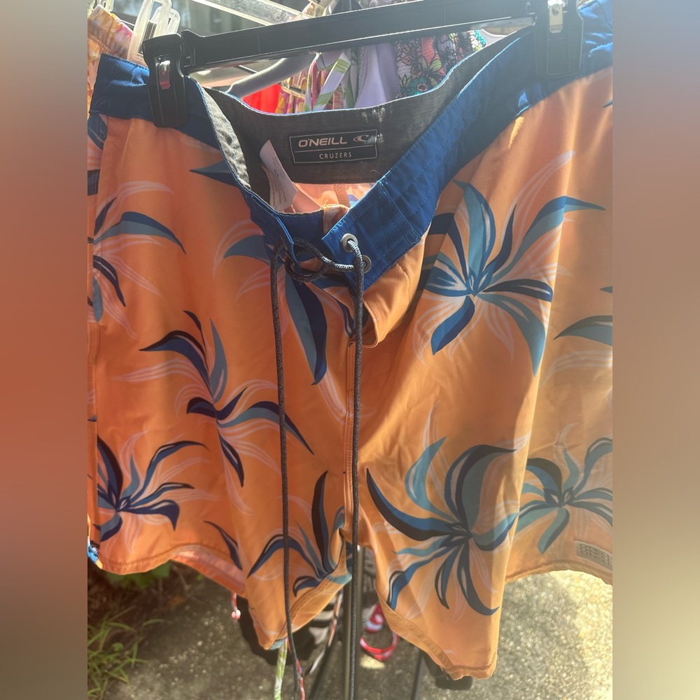 O'Neill Orange and Blue Floral Boardshorts 36 in